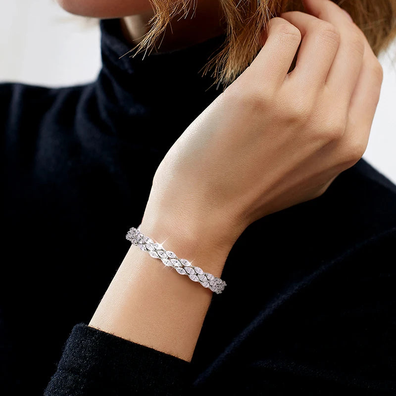 Pulseira Lux Royale Cravejada com Pedras Moissanite