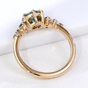 Anel de Noivado Lumera com Moissanite Verde-Azul