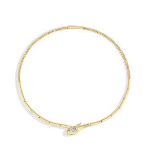 Colar Serpente Banhado a Ouro 18k com Pedra Moissanie