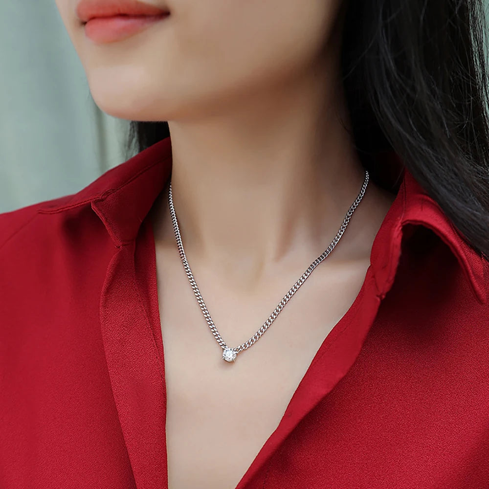 Colar Ellos Prata 925 com Moissanite