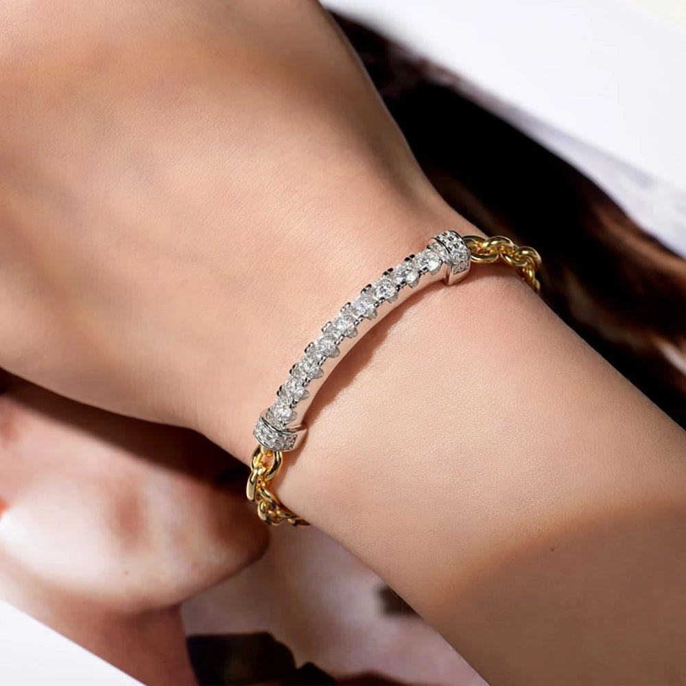 Pulseira Duetos Banhada a Ouro 18K com Moissanites Cravejadas