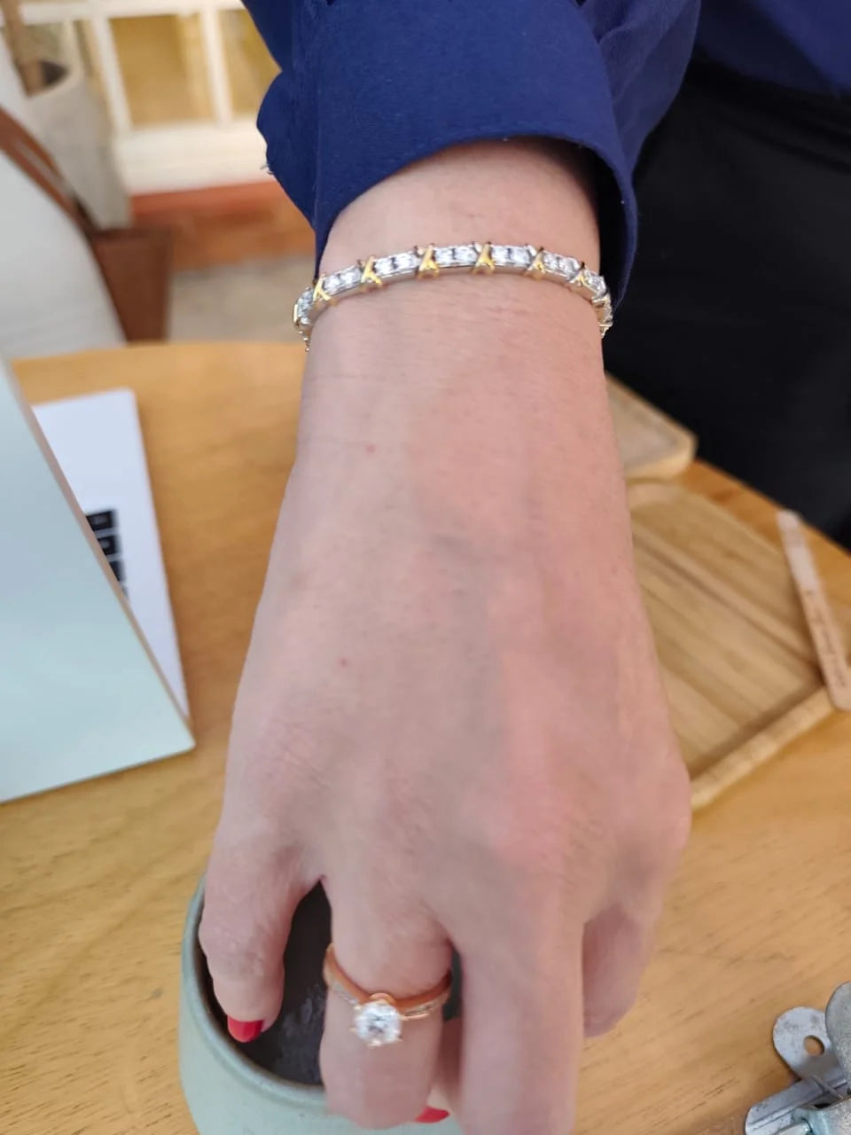Pulseira Xcellence Banhada a Ouro 18K Cravejada com Moissanite