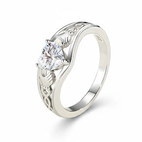 Anel Aurel Prata 925 Moissanite Deluxe Coração