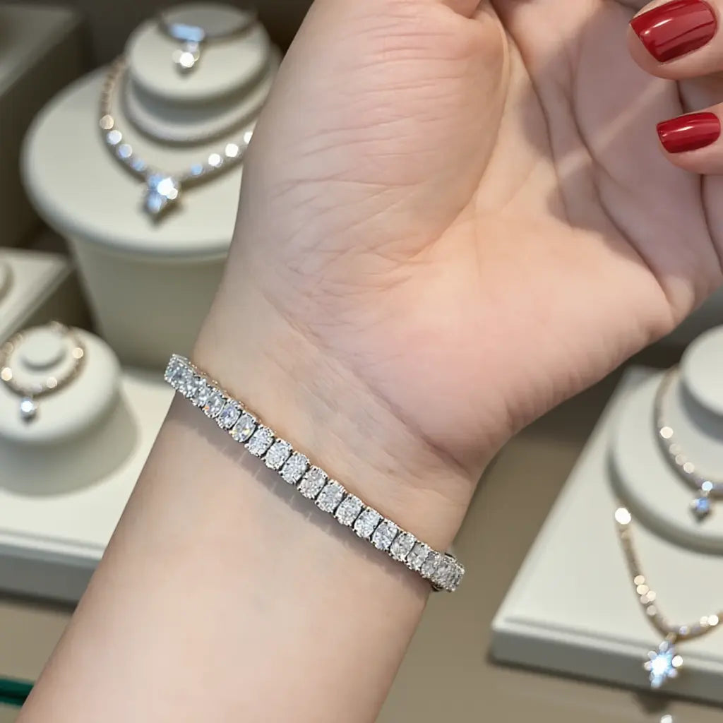 Pulseira Riviera com Pedra Moissanite Oval 0.5Ct