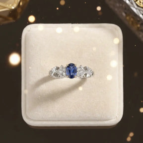 Anel Éclat Bleu com Safira e Moissanite