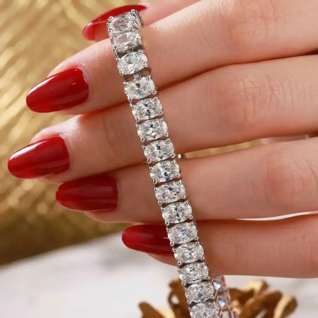 Pulseira Riviera com Pedra Moissanite Oval 0.5Ct